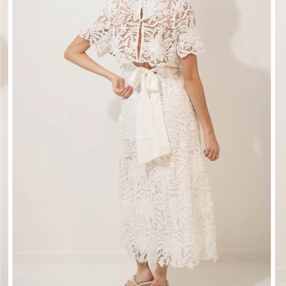 Like Me- Rihanna- White Lace Maxi Dress with Bow Back